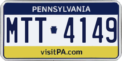 PA license plate MTT4149
