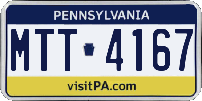 PA license plate MTT4167