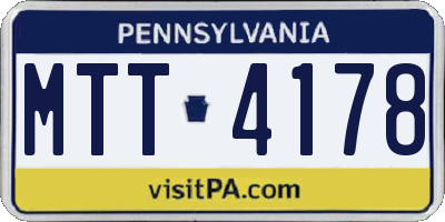 PA license plate MTT4178
