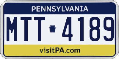 PA license plate MTT4189