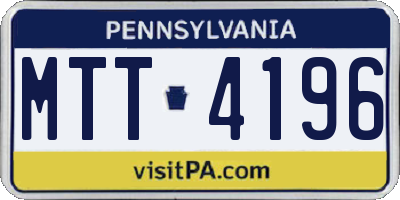 PA license plate MTT4196