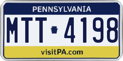 PA license plate MTT4198