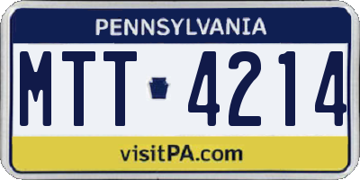 PA license plate MTT4214