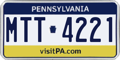 PA license plate MTT4221
