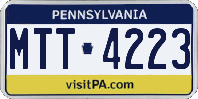 PA license plate MTT4223