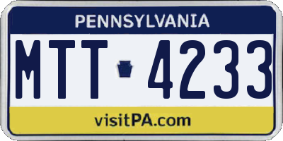 PA license plate MTT4233