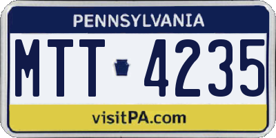 PA license plate MTT4235