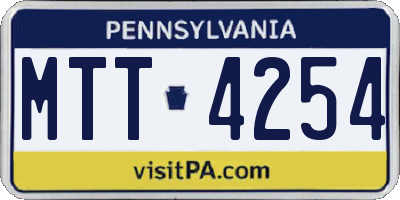PA license plate MTT4254