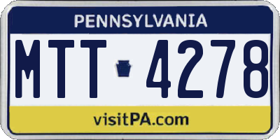 PA license plate MTT4278
