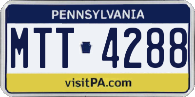 PA license plate MTT4288