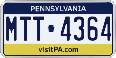 PA license plate MTT4364