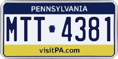 PA license plate MTT4381