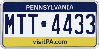 PA license plate MTT4433