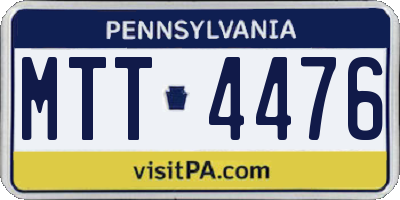 PA license plate MTT4476