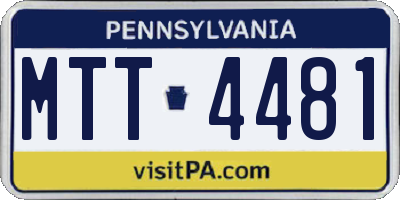PA license plate MTT4481