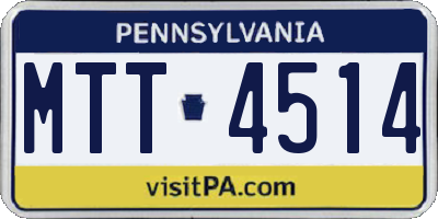 PA license plate MTT4514