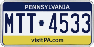 PA license plate MTT4533