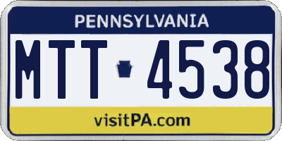 PA license plate MTT4538
