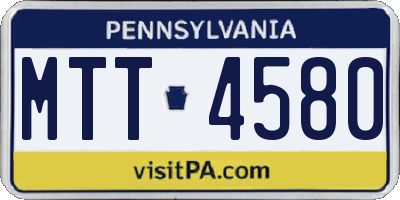 PA license plate MTT4580
