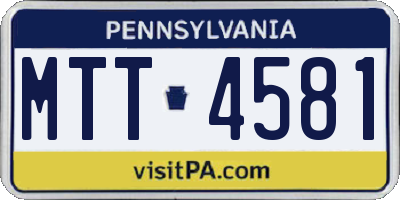 PA license plate MTT4581