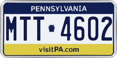 PA license plate MTT4602
