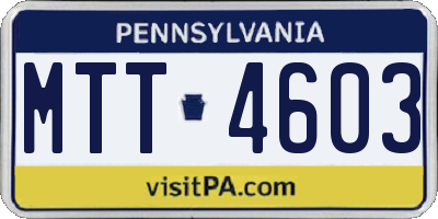 PA license plate MTT4603