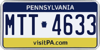 PA license plate MTT4633
