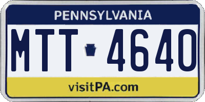 PA license plate MTT4640