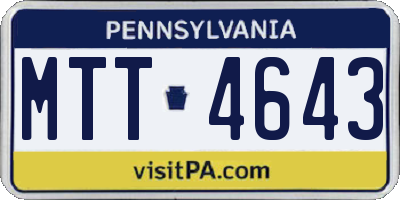 PA license plate MTT4643