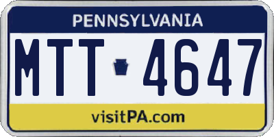 PA license plate MTT4647
