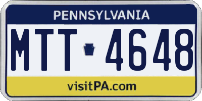 PA license plate MTT4648