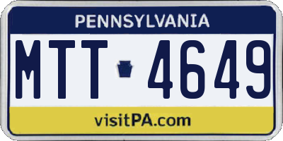 PA license plate MTT4649