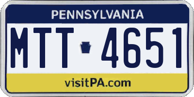 PA license plate MTT4651
