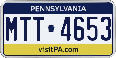 PA license plate MTT4653