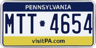 PA license plate MTT4654