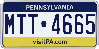 PA license plate MTT4665