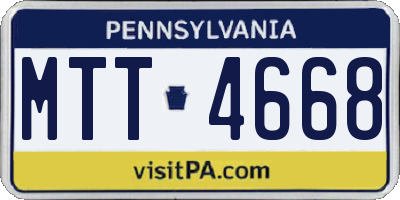 PA license plate MTT4668