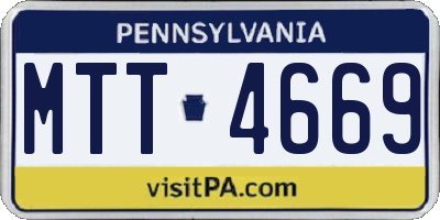 PA license plate MTT4669