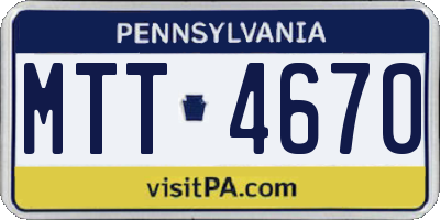 PA license plate MTT4670
