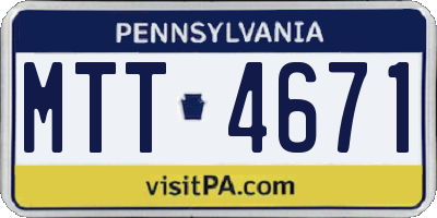 PA license plate MTT4671