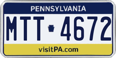 PA license plate MTT4672