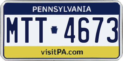 PA license plate MTT4673