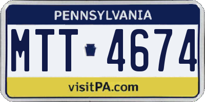PA license plate MTT4674