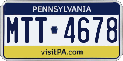 PA license plate MTT4678