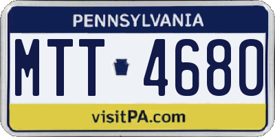 PA license plate MTT4680