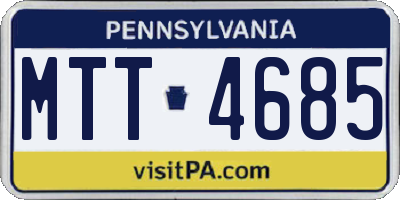 PA license plate MTT4685