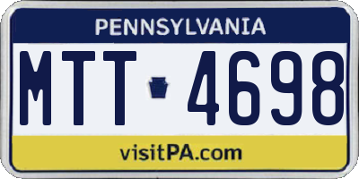 PA license plate MTT4698