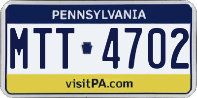 PA license plate MTT4702