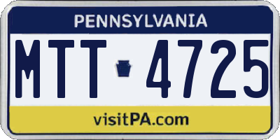 PA license plate MTT4725