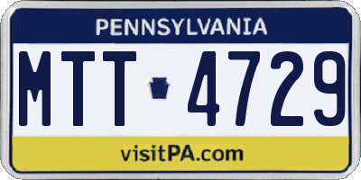PA license plate MTT4729